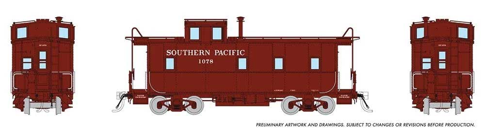 SP Class C-40-3 Steel Caboose with Roofwalk - Ready to Run -- Southern Pacific #1232 (1953, Boxcar Red, Serif Lettering, No Underline)