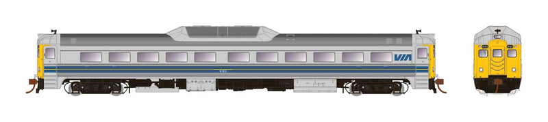 Budd RDC-1 Phase 2 - LokSound and DCC -- VIA Rail Canada 6123 (Early, stainless steel, blue, yellow)
