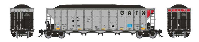 AutoFlood III Rapid Discharge Coal Hopper 6-Pack - Ready to Run -- GGPX Set 4 Unnumbered (silver, red, black, GATX Markings)