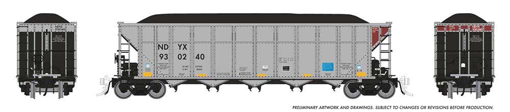 AutoFlood III Rapid Discharge Coal Hopper w/Load - Ready to Run -- First Union Rail NDYX (silver, black, Boxcar Red)