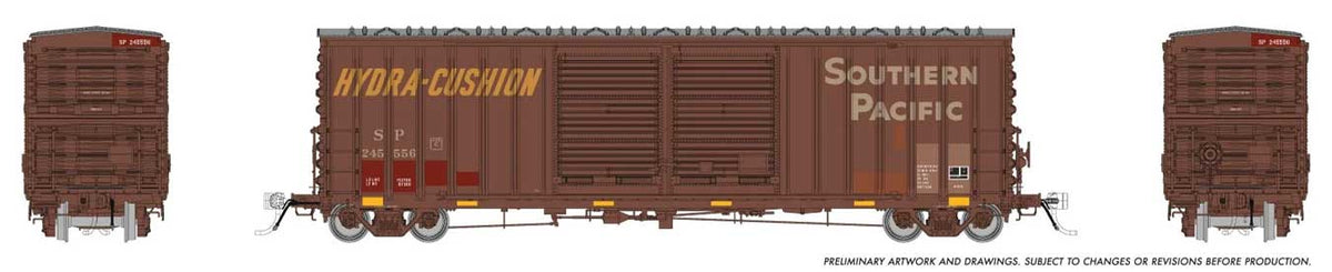 Pacific Car & Foundry B-70-75 Boxcar - Ready to Run -- Southern Pacific #245556 (Patched, Weathered, Boxcar Red, white, yellow)