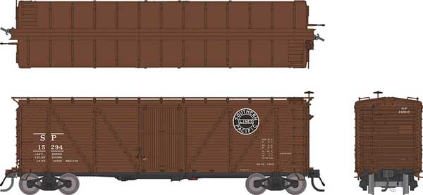 Class B-50-15 Boxcar - As Built w/Viking Roof 6-Pack - Ready to Run -- Southern Pacific (1931 to 1946 Scheme, Boxcar Red, Black Lines Logo)