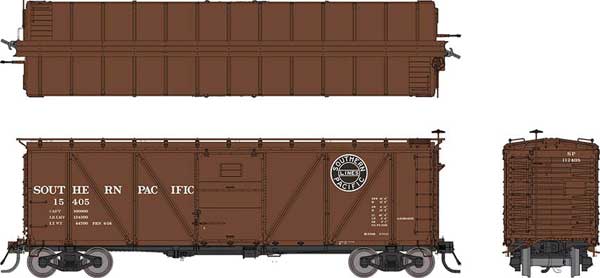 Class B-50-16 Boxcar - Rebuilt w/Viking Roof 6-Pack - Ready to Run -- Southern Pacific (Post-1955 Scheme, Boxcar Red, Black Lines Logo)