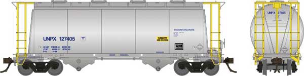 Procor 3,000 Cubic Foot Aluminum Covered Hopper 6-Pack - Ready to Run -- Procor Ltd. UNPX Set #4 (aluminum, yellow, No Logo)