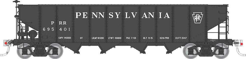 Class H21A 4-Bay Hopper - Ready to Run -- Pennsylvania Railroad (black, Plain Keystone)