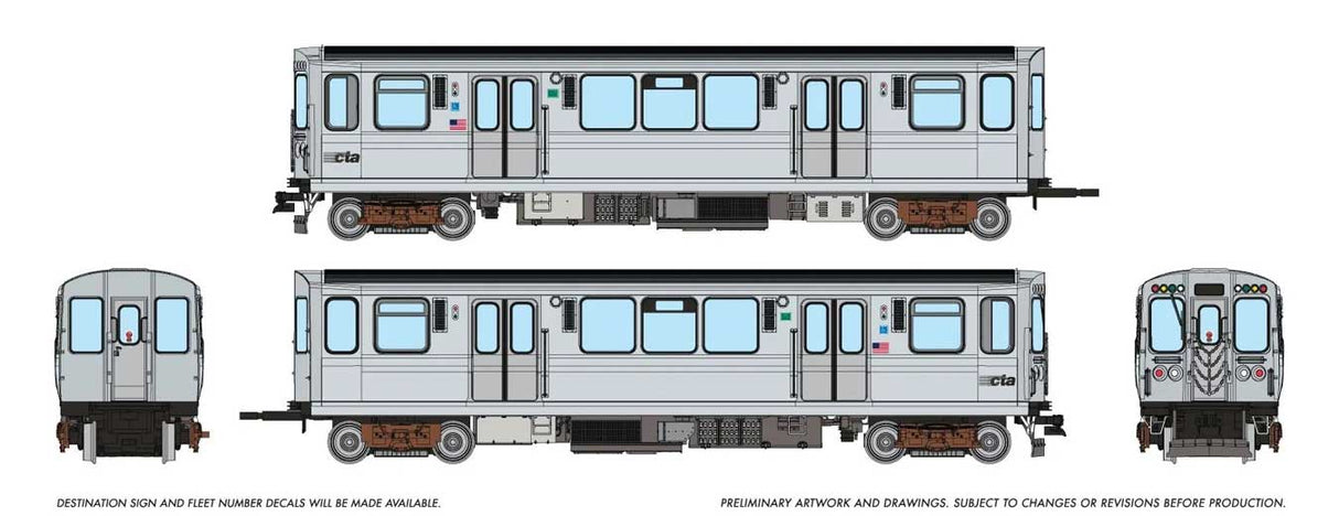 Budd 2600 Series L 2-Car Pair - Sound and DCC -- Chicago Transit Authority CTA #2781, 2782 (stainless, Speedlines Logo)
