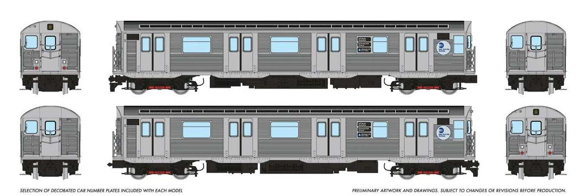 Budd R32 Brightliner Subway 2-Car Set - Unpowered -- New York Metropolitan Transit Authority MTA (stainless, MTA, A Wash Hts/8th