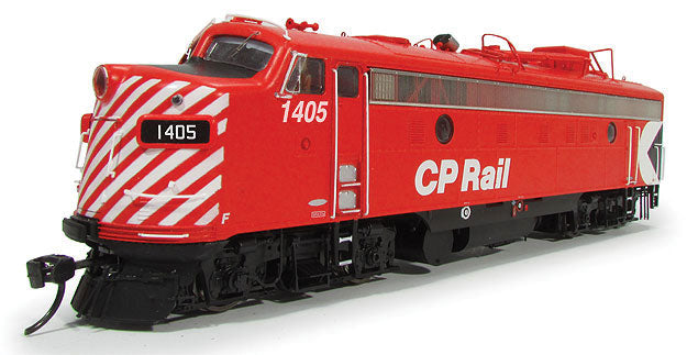 GMD FP9A w/LokSound & DCC - True North -- Canadian Pacific #1405 (Action Red, black, white, Multimark, 5" Stripes)