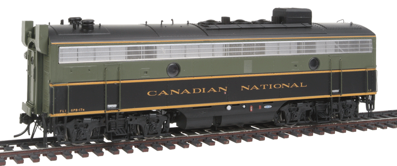 GMD F9B Class GPB-17a As-Built w/End Steam Generator Stacks - Unpowered -- Canadian National No Number (1954 Scheme, green, yellow)