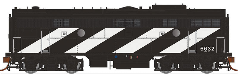 GMD F9B - LokSound & DCC -- Canadian National 6635 (black, white, Stripe-Noodle Scheme)