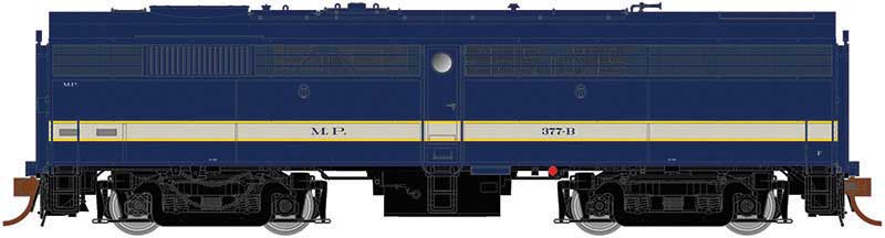 Alco-MLW FB-2 Phase II - LokSound and DCC -- Missouri Pacific 377-B (As-Delivered, blue, gray)