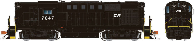 Alco RS11 - Standard DC -- Conrail 7638 (Ex-PC Patch, black, white)