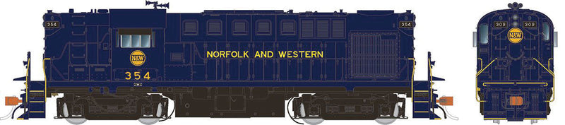 Alco RS11 - LokSound and DCC -- Norfolk and Western 360 (blue, yellow, Hamburger Logo)