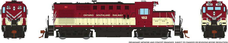 MLW-CP RS-18u - Standard DC -- Ontario Southland 182 (maroon, cream)
