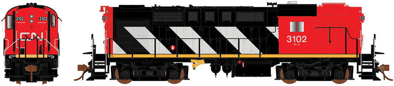 MLW RS18 - LokSound and DCC -- Canadian National 3842 (Seargent Stripes, black, red, white)