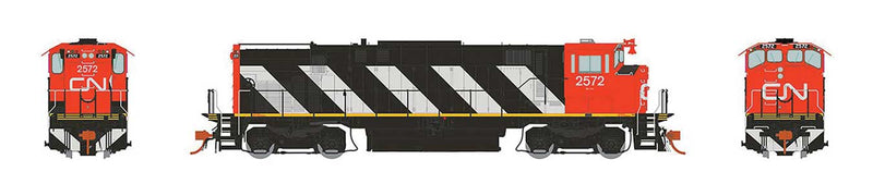 Montreal Locomotive Works MLW M420 - Standard DC -- Canadian National 2574 (MR-20c, Stripe Scheme, black, white, red-orange roof