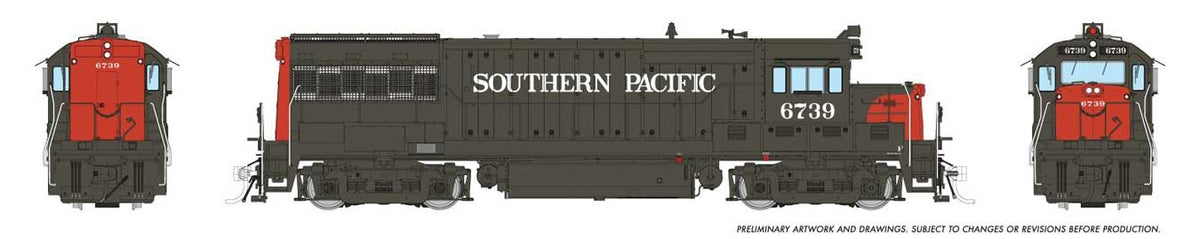 GE U25B Low Hood - Standard DC -- Southern Pacific #6739 (gray, red, No Nose Logo)