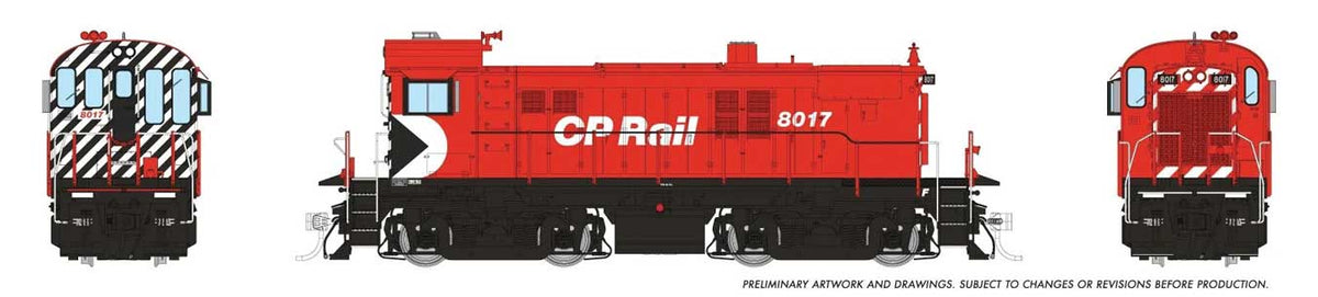 MLW RS23 - Standard DC -- Canadian Pacific #8017 (Action Red, white, 5" Stripes, Cab Multimark)
