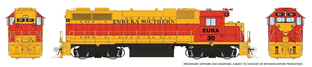 EMD GP38 Low Nose w/Extended Cab - Standard DC -- Eureka Southern #31 (yellow, orange)