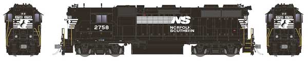 EMD GP38 High Nose - Sound and DCC -- Norfolk Southern #2768 (black, white)