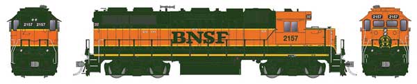 EMD GP38 Low Nose - Sound and DCC -- Burlington Northern Santa Fe #2169 (H1, green, orange)