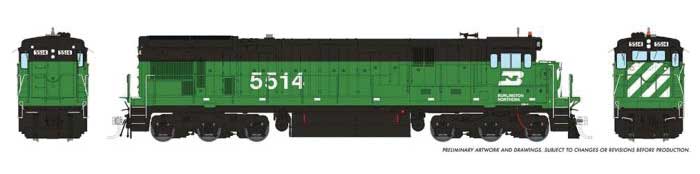 GE C30-7 - ESU LokSound and DCC -- Burlington Northern #5526 (Early Cascade Green, black, white)