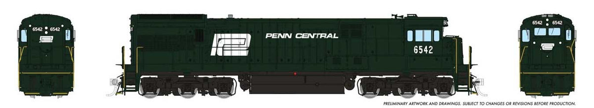 GE U33C Low Nose - Sound and DCC -- Penn Central #6542 (black, white)