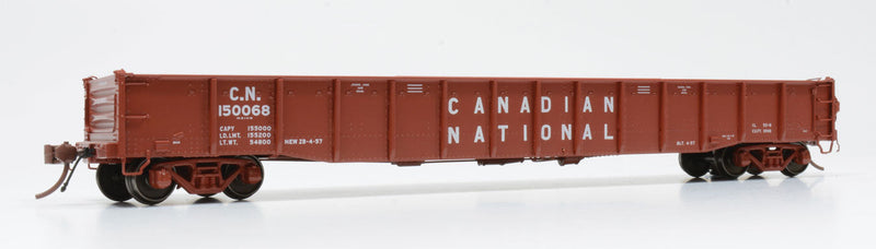 52' 6" Canadian Mill Gondola 6-Pack - Ready to Run -- Canadian National (As-Delivered - Late, Boxcar Red, Stacked Roadname)