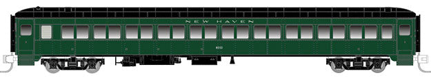 Osgood Bradley Lightweight 10-Window Coach No Skirts - Ready to Run -- New Haven #8208 (1954-55, #401 green, black)