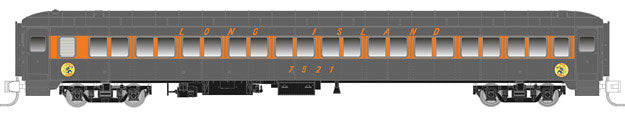 Osgood Bradley Lightweight 10-Window Coach No Skirts - Ready to Run -- Long Island #7539 (gray, orange, Dashing Dan Logo)