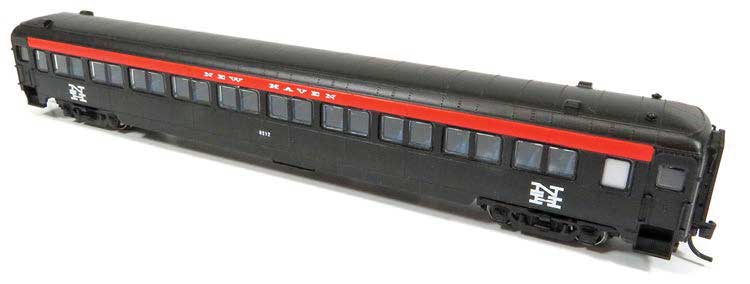 Osgood Bradley Lightweight 10-Window Coach with Skirts - Ready to Run -- New Haven 8214 (Mc Ginnis, black, red, Plain Roof)