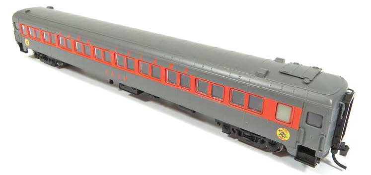 Osgood Bradley Lightweight 10-Window Coach No Skirts - Ready to Run -- Long Island 7522 (gray, orange, Dashing Dan Logo, Hatch Roof)