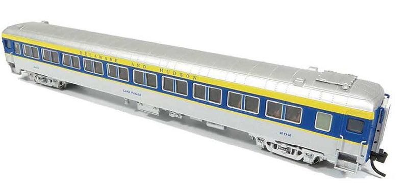 Osgood Bradley Lightweight 10-Window Coach No Skirts - Ready to Run -- Delaware & Hudson 202 Lake Placid (silver, blue, yellow, Hatch Roof)