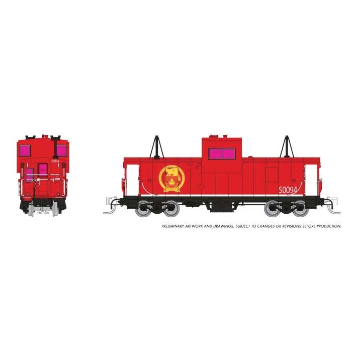 Angus Shops Wide Vision Caboose with Lights - Ready to Run -- Canadian Pacific #94 (CP/SOO, solid red, Beaver Logo)