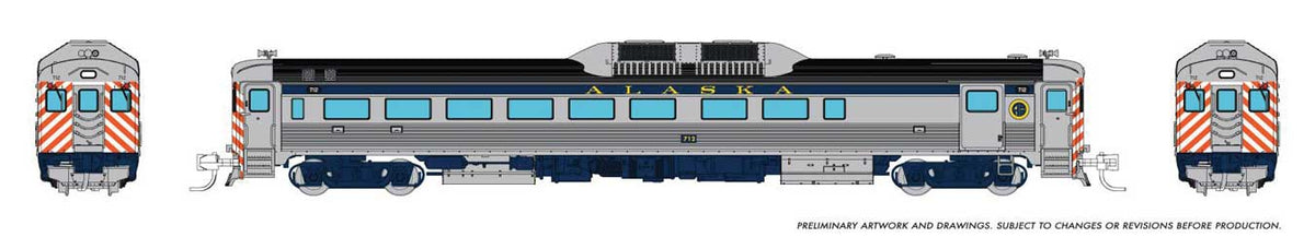 Budd RDC-2 Phase 1 - Standard DC -- Alaska #712 (stainless, blue, red, white, yellow)