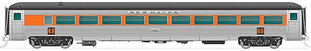 New Haven 8600-Series Coach w/Skirts - Ready to Run -- New Haven #8637 (McGinnis, stainless steel, orange, black)