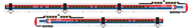 United Aircraft TurboTrain 5-Car Train Only Set - Standard DC -- Amtrak #PCD-28, IC-36, IC-29, IC-37, PDC-29 (Late Scheme; white, red, blue)