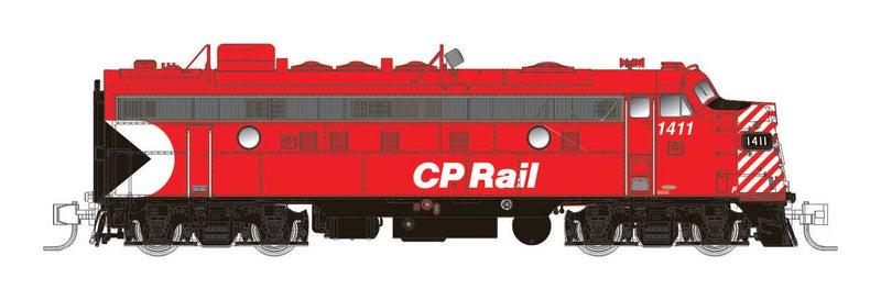 GMD FP9A CP Style - Standard DC -- Canadian Pacific 1409 (Action Red, white, black, Multimark, 8" Stripes)