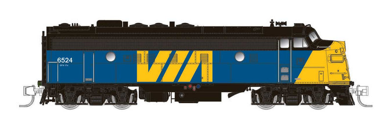 GMD FP9A CN Style - LokSound and DCC -- VIA Rail Canada - CN 6537 (blue, slant yellow, black, CN Logo on Nose)