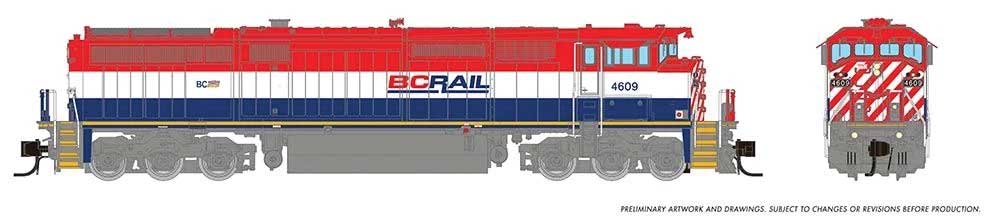 GE Dash 8-40CM - Sound and DCC -- British Columbia Railway #4621 (red, white, blue, yellow Frame Stripe)