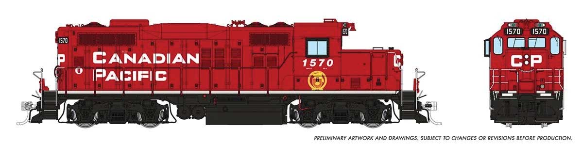 GP9u Low-Nose Rebuild - Standard DC -- Canadian Pacific #1570 (red, white, black, Golden Beaver Logo)