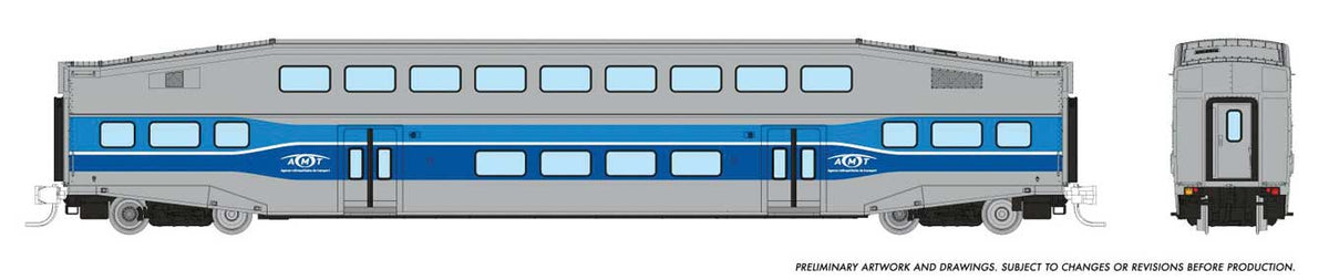 Bilevel Commuter Coach - Ready to Run -- AMT Montreal (blue, gray)