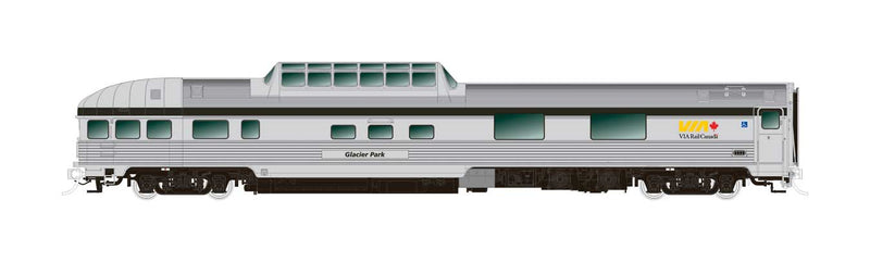 The Canadian Prestige Class 2 Chateau and Park 3-Car Add-On Set - Ready to Run -- VIA Rail Canada (Set #2; Stainless Steel, black, yellow)-1