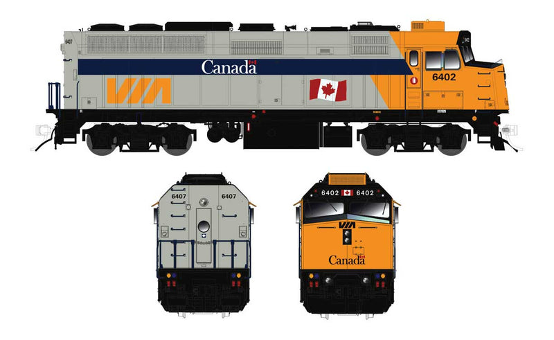 GMD F40PH-2D - LokSound and DCC -- VIA Rail Canada 6420 (Canada Scheme, gray, blue, yellow)