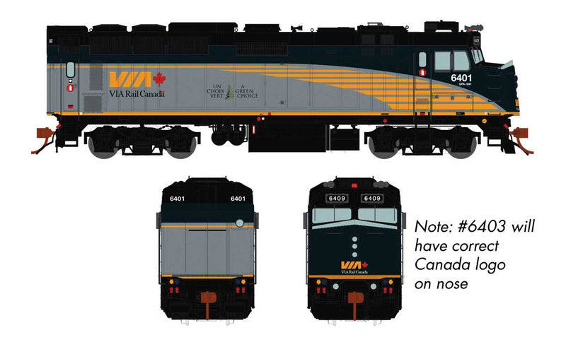 Rebuilt GMD F40PH-2D - LokSound and DCC -- VIA Rail Canada 6403 (Renaissance Scheme, gray, green, yellow, $10 Bill Vers