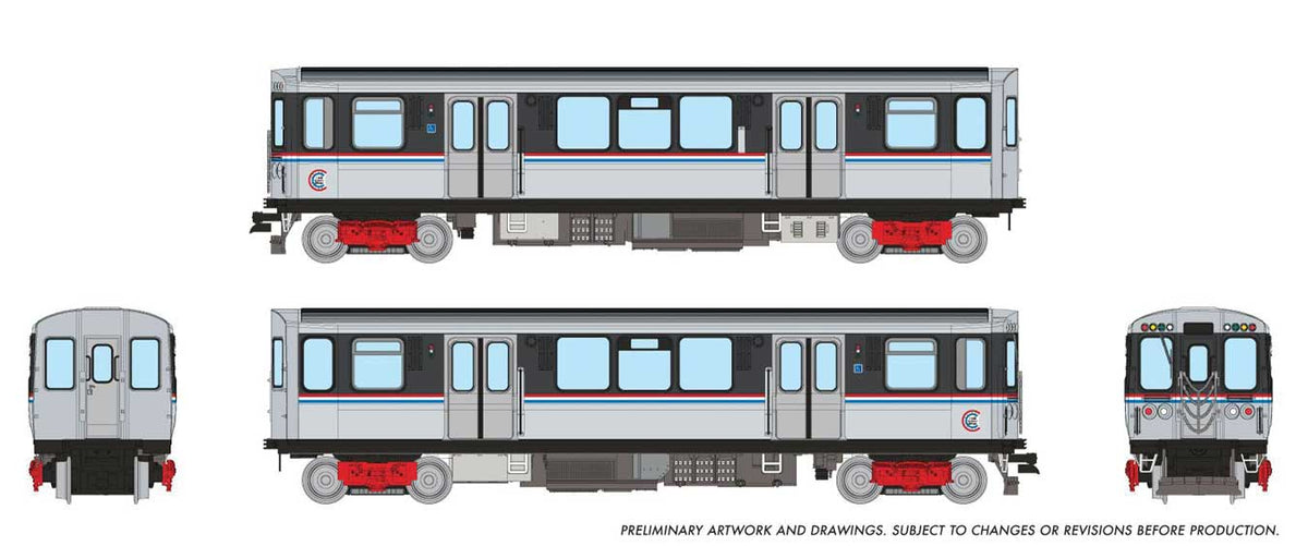 Budd 2600 Series L 2-Car Pair - Sound and DCC -- Chicago Transit Authority CTA (As-Delivered, stainless steel, black)