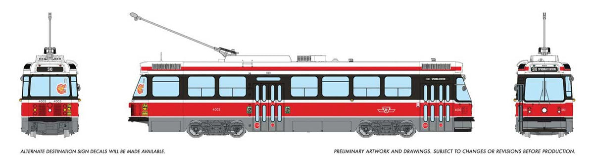 Canadian Light Rail Vehicle CLRV - Sound and DCC -- Toronto Transit Commission TTC #4003 (Late, red, white)