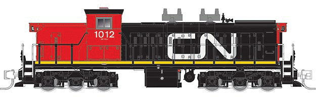 GMD-1 1000 Series 6-Axle Version w/LokSound & DCC -- Canadian National #1012 (black, red Cab/Nose, Large Noodle Logo)