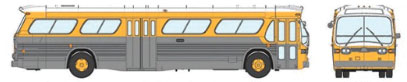 1959-1986 GM New Look/Fishbowl Bus - Deluxe Lighted - Assembled -- Painted, Unlettered (yellow, silver)