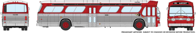 1960s-1986 GM New Look-Fishbowl Bus - Deluxe Lighted - Assembled -- Denver Tramways 8109 (silver, red, white)
